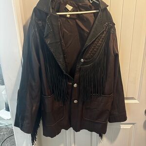 Brown Leather Fringe Jacket